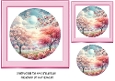 Pink Floral Scene 7x7 Card Front, (TWO)