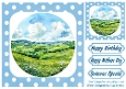 Pretty Green Fields, With Blue Sky In Blue 8x8 Polkadot Frame