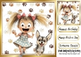 Cartoon Girl With Puppy Paw Prints 8x8 (THREE)