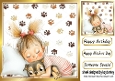 Cartoon Girl With Puppy Paw Prints 8x8 (EIGHT)