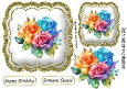 Pretty Rainbow Roses In Gold Glitter Topper (TWO)