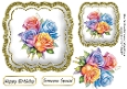 Pretty Rainbow Roses In Gold Glitter Topper (THREE)