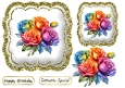 Pretty Rainbow Roses In Gold Glitter Topper (FOUR)