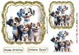 Cute Puppies In Gold Glitter Ornate Toppers (FOUR)