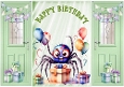 Birthday With Cartoon Spider Green Gatefold (TWO)
