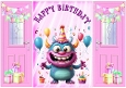 Birthday With Fun Monster Pink Gatefold (THREE)