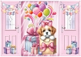 Pink Gatefold, With Cute Puppy Birthday Gifts (ONE)