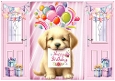 Pink Gatefold, With Cute Puppy Birthday Gifts( TWO)