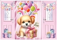Pink Gatefold, With Cute Puppy Birthday Gifts (THREE)