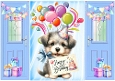 Blue Gatefold, With Cute Puppy Birthday Gifts (FIVE)