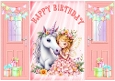 Peach Gatefold, With Cute Fairy & Unicorn Birthday Gifts (ONE)