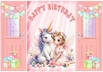 Peach Gatefold, With Cute Fairy & Unicorn Birthday Gifts (FOUR)