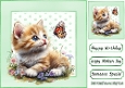Cute Kitten With Flowers In Polkadot 8X8 Toppers (SIX)