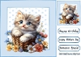 Cute Kitten With Flowers In Polkadot 8X8 Toppers (EIGHT)