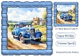 Lovely Vintage Car In Blue Wood Effect 8X8 Frame (TWO)