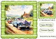 Lovely Vintage Car In Green Wood Effect 8X8 Frame (FOUR)