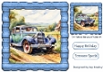 Lovely Vintage Car In Blue Wood Effect 8X8 Frame (THREE)