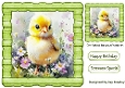 Cute Yellow Chicks In Green Wood Effect 8X8 Frame (TWO)