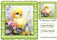 Cute Yellow Chicks In Green Wood Effect 8X8 Frame (FOUR)