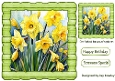 Pretty Yellow Daffodils In Green Wood Effect 8X8 Frame (ONE)