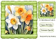 Pretty Yellow Daffodils In Green Wood Effect 8X8 Frame (TWO)