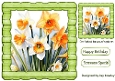 Pretty Yellow Daffodils In Green Wood Effect 8X8 Frame (THREE)