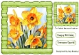 Pretty Yellow Daffodils In Green Wood Effect 8X8 Frame (FOUR)