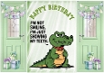 Green Gatefold, With Humour Caption Cheeky Croc, Balloons & Gifts (THREE)