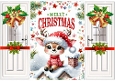 Christmas Gatefold, With Cute Reindeer (THREE)