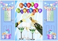 Birthday Celebration Blue Gatefold With Party Drinks 