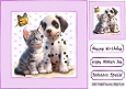 Cute Kitten & Puppy In lilac Polkadot Frame