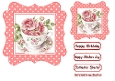 Rose Wavy Polkadot 7X7 Card Front With Roses In A Teacup