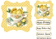 Gold Wavy Polkadot 7X7 Card Front With Yellow Roses