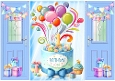 Baby Boys (1st Birthday) Blue Gatefold With Balloons & Cake