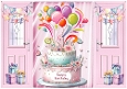 Baby Girls (1st Birthday) Pink Gatefold With Balloons & Cake
