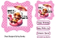Pink Wavy Polkadot 7X7 Card Front/Toppers With Animal Humour (ONE)