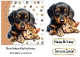 Cute Dachshund & Kitten With Paw Prints Topper 7x7
