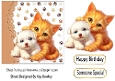 Cute White Puppy &  Kitten With Paw Prints Topper 7x7 (FOUR)