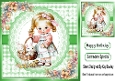 Cute Little Girl With Bunnies In Green Gingham 8X8 Frame (ONE)