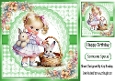 Cute Little Girl With Bunnies In Green Gingham 8X8 Frame (TWO)