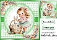 Cute Little Girl With Bunnies In Green Gingham 8X8 Frame (THREE)