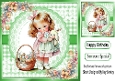 Cute Little Girl With Bunnies In Green Gingham 8X8 Frame (FOUR)