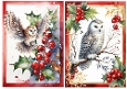 2 Lovely Gold Red Berries A5 Card Fronts With Winter Owls