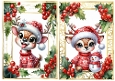 2 Lovely Gold Red Berries A5 Card Fronts With Cheeky Reindeers