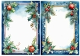 2 Lovely Blue Holly & Baubles A5 Card Fronts/Inserts (ONE & TWO)
