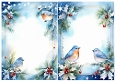 2 Pretty Blue Birds Snow/Holly/Red Berries A5 Card Fronts (THREE/FOUR)