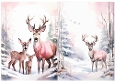 2 Pretty Pink Woodland With Deers A5 Card Fronts (THREE/FOUR)