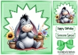 Lovely Eeyore With Flowers 8x8 Card Front (Green)