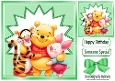 Lovely Pooh Bear Loves Cuddling With Friends 8x8 Card Front (Green)