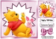 Lovely Pooh Bear With Piggy 8x8 Card Front (Pink)